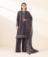 Unstitched Women's Embroidered Lawn Blue Three Piece Suit